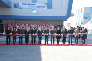 BorgWarner celebrated the official opening of its new facility in Chungju, South Korea, along with other company executives, employees, customers and suppliers. The plant will produce an expanded product line including ignition, diesel cold-start, exhaust gas recirculation and solenoid technologies.