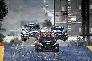 Red Bull Global Rallycross supercars fly through the air in heated wheel-to-wheel competition - Credit Red Bull Global Rallycross