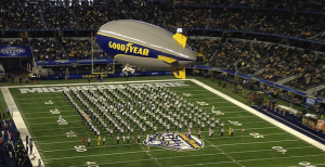 Goodyear flew a remote-control blimp over fans at the Goodyear Cotton Bowl on Jan. 1 in Dallas. 