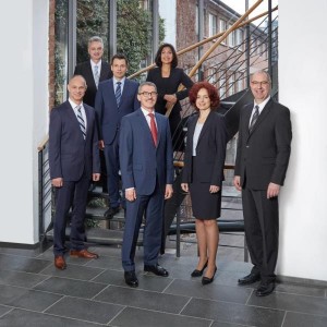 The new MANN+HUMMEL management board: from left to right – Steffen Schneider, Josef Parzhuber, Hansjörg Herrmann, Alfred Weber, Filiz Albrecht, Emese Weissenbacher and Kai Knickmann.