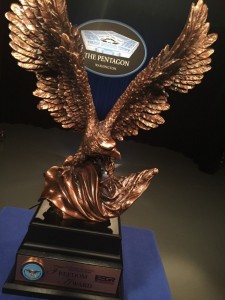 Goodyear was named a recipient of the prestigious 2016 Secretary of Defense Employer Support Freedom Award (pictured) for its exceptional support of Guard and Reserve employees.