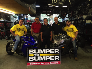 Pictured are Gary Wyllie, owner of C & G Automotive, and his two sons CJ and Nick; Michael Borr, president of Norwood Motor Parts, and John Tully, sales manager from Norwood Motor Parts.