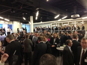 Guest mingle at the dedication ceremony for the new headquarters.