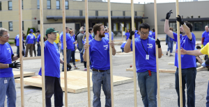  On May 22, more than 120 Bendix employees pitched in to build the walls of a three-bedroom home for a Brunswick, Ohio, family. The Bendix group worked in conjunction with Habitat for Humanity and Help Build Hope.