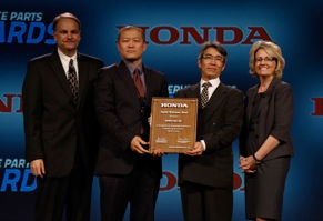   From left to right - Bruce Smith-Honda Senior Vice President of Parts, Service and Technical Division; Terry Tanaka- Bando USA Assistant Manager OEM Sales; Yuji Takahara- Bando USA Vice President Manufacturing; Tammy Elliott- Honda Assistant Vice President of Dealer Communications and Training