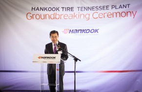 Seung Hwa Suh, vice chairman and CEO of Hankook Tire, speaks at the groundbreaking.